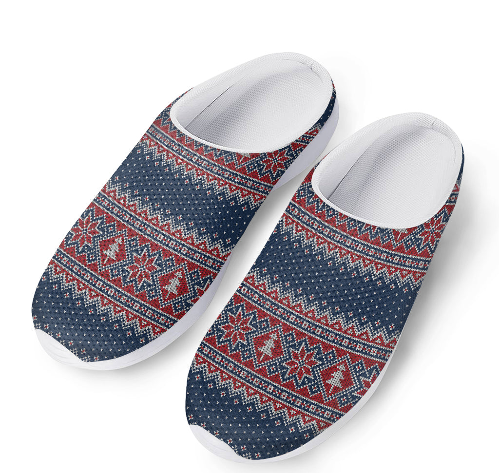 Winter Holiday Knitted Pattern Print Mesh Casual Shoes