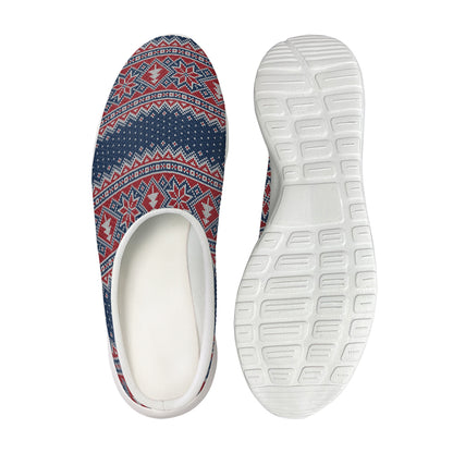 Winter Holiday Knitted Pattern Print Mesh Casual Shoes