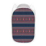 Winter Holiday Knitted Pattern Print Mesh Laundry Hamper