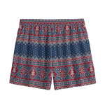 Winter Holiday Knitted Pattern Print Mesh Shorts