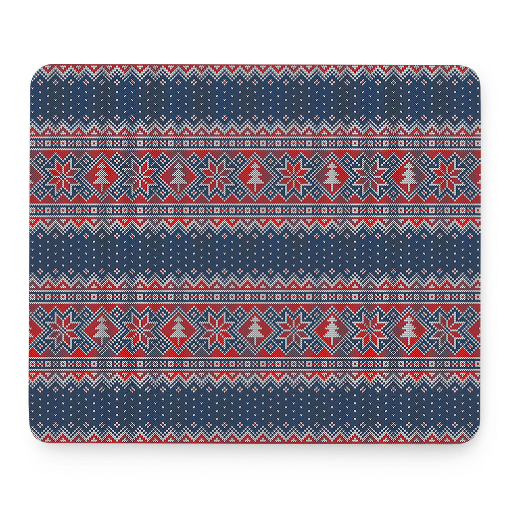 Winter Holiday Knitted Pattern Print Mouse Pad