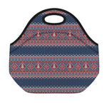 Winter Holiday Knitted Pattern Print Neoprene Lunch Bag
