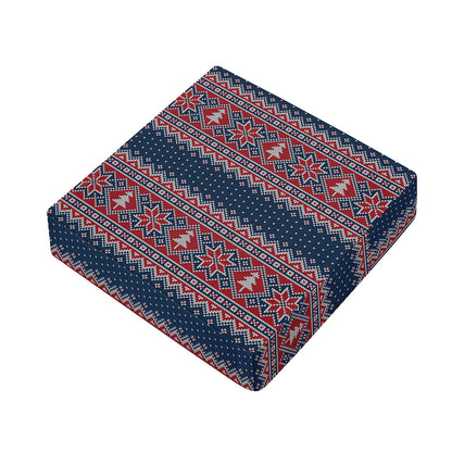Winter Holiday Knitted Pattern Print Outdoor Seat Cushion Cover