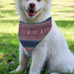 Winter Holiday Knitted Pattern Print Over The Collar Dog Bandana