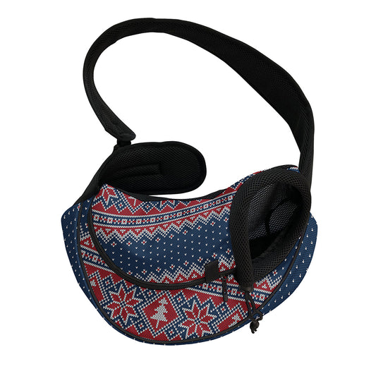 Winter Holiday Knitted Pattern Print Pet Sling Carrier