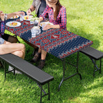 Winter Holiday Knitted Pattern Print Picnic Table Cover