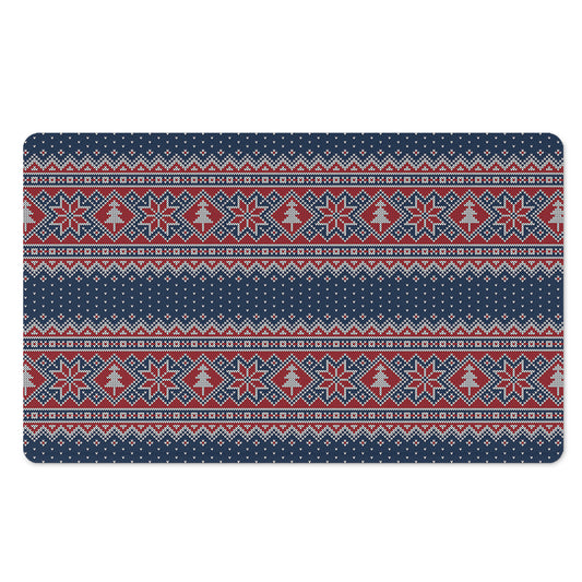Winter Holiday Knitted Pattern Print Polyester Doormat