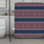 Winter Holiday Knitted Pattern Print Polyester Shower Curtain