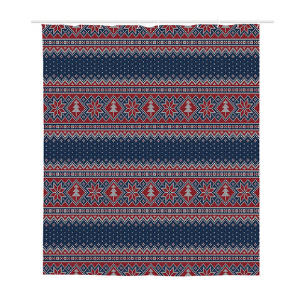 Winter Holiday Knitted Pattern Print Polyester Shower Curtain