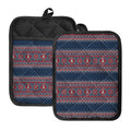 Winter Holiday Knitted Pattern Print Pot Holders With Pocket