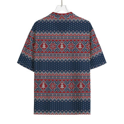 Winter Holiday Knitted Pattern Print Rayon Hawaiian Shirt