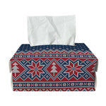 Winter Holiday Knitted Pattern Print Rectangle Tissue Box Cover