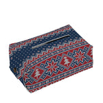Winter Holiday Knitted Pattern Print Rectangle Tissue Box Cover