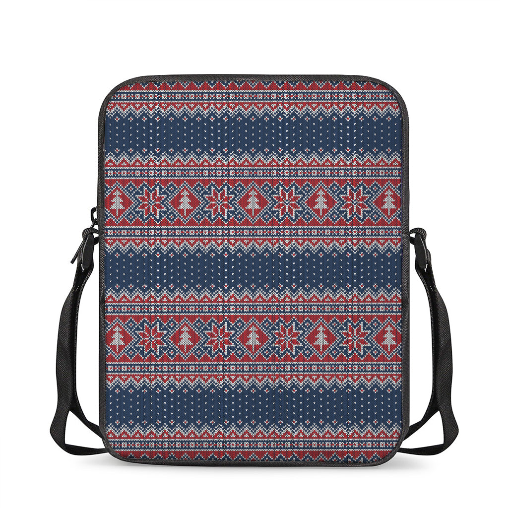 Winter Holiday Knitted Pattern Print Rectangular Crossbody Bag