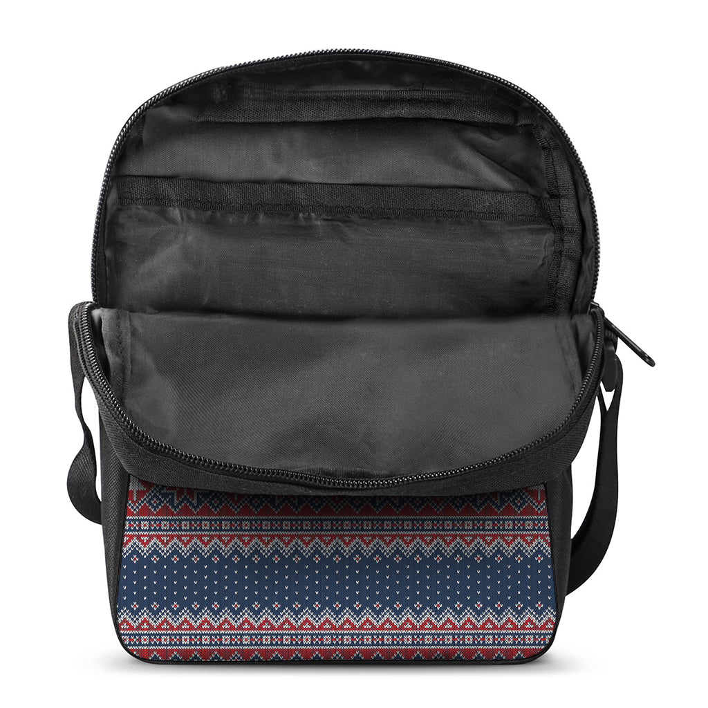 Winter Holiday Knitted Pattern Print Rectangular Crossbody Bag