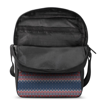 Winter Holiday Knitted Pattern Print Rectangular Crossbody Bag