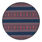 Winter Holiday Knitted Pattern Print Round Floor Mat