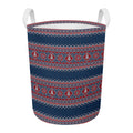 Winter Holiday Knitted Pattern Print Round Laundry Basket