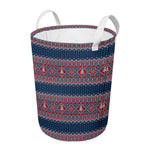 Winter Holiday Knitted Pattern Print Round Laundry Basket