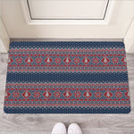 Winter Holiday Knitted Pattern Print Rubber Doormat