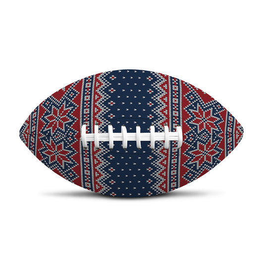 Winter Holiday Knitted Pattern Print Rugby Ball