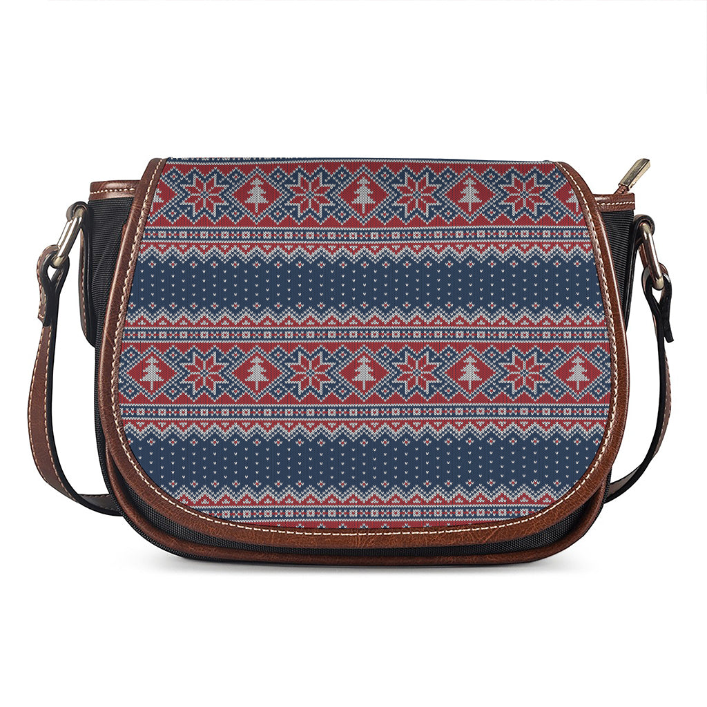 Winter Holiday Knitted Pattern Print Saddle Bag