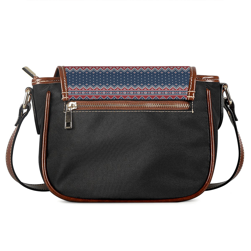 Winter Holiday Knitted Pattern Print Saddle Bag