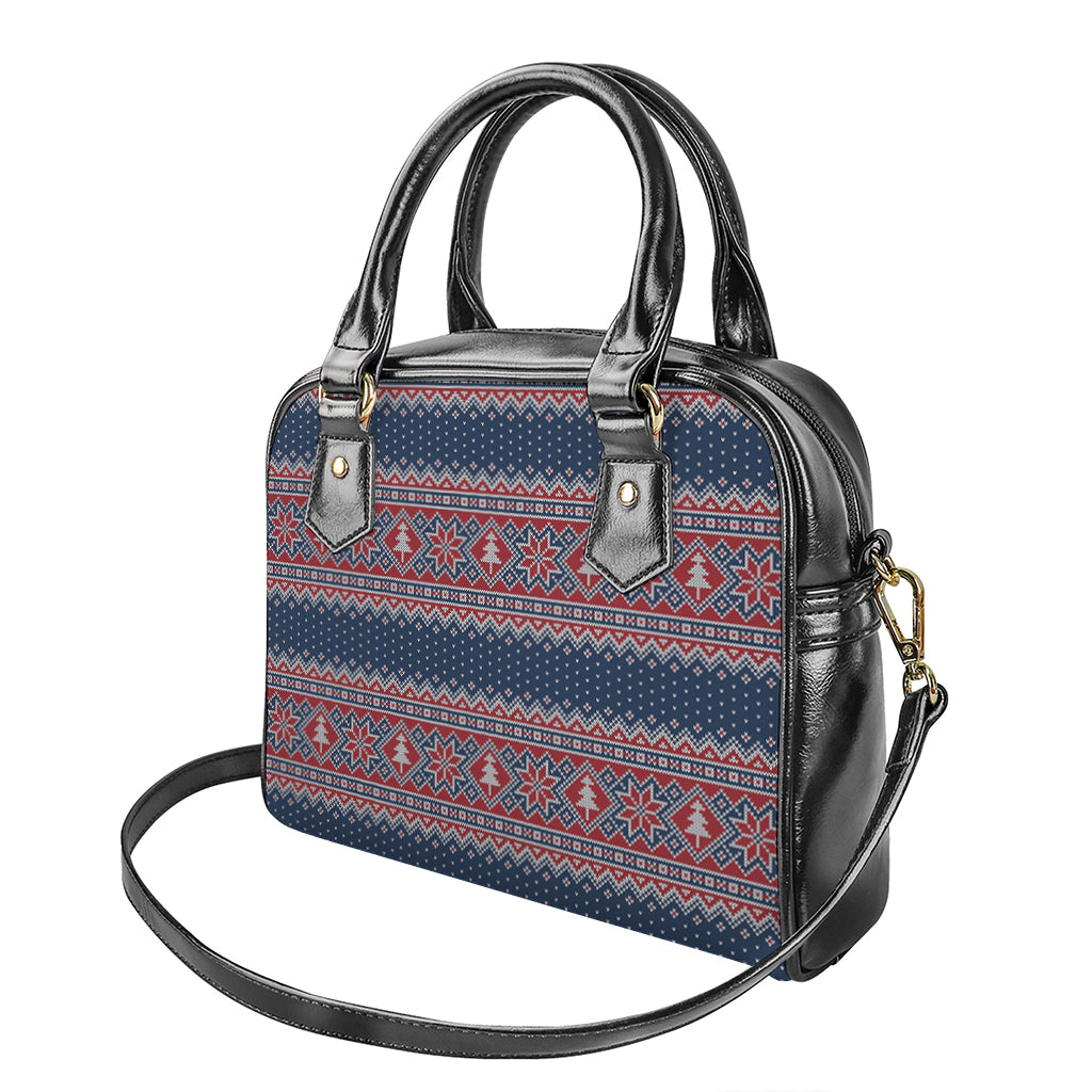 Winter Holiday Knitted Pattern Print Shoulder Handbag
