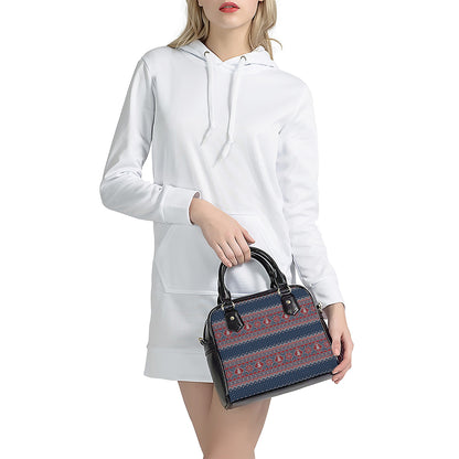 Winter Holiday Knitted Pattern Print Shoulder Handbag