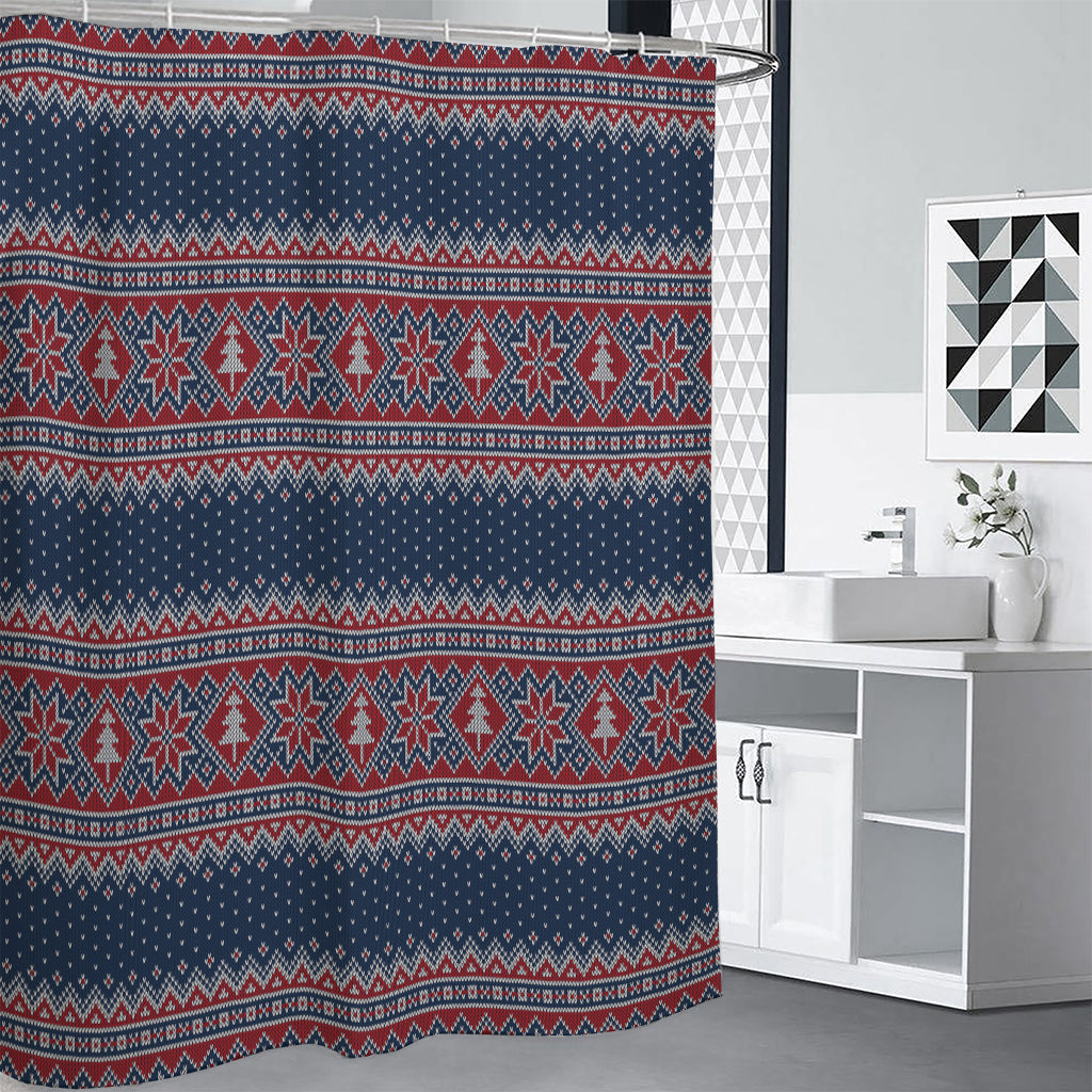 Winter Holiday Knitted Pattern Print Shower Curtain