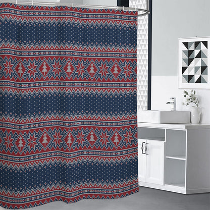 Winter Holiday Knitted Pattern Print Shower Curtain