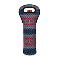 Winter Holiday Knitted Pattern Print Single Neoprene Wine Tote