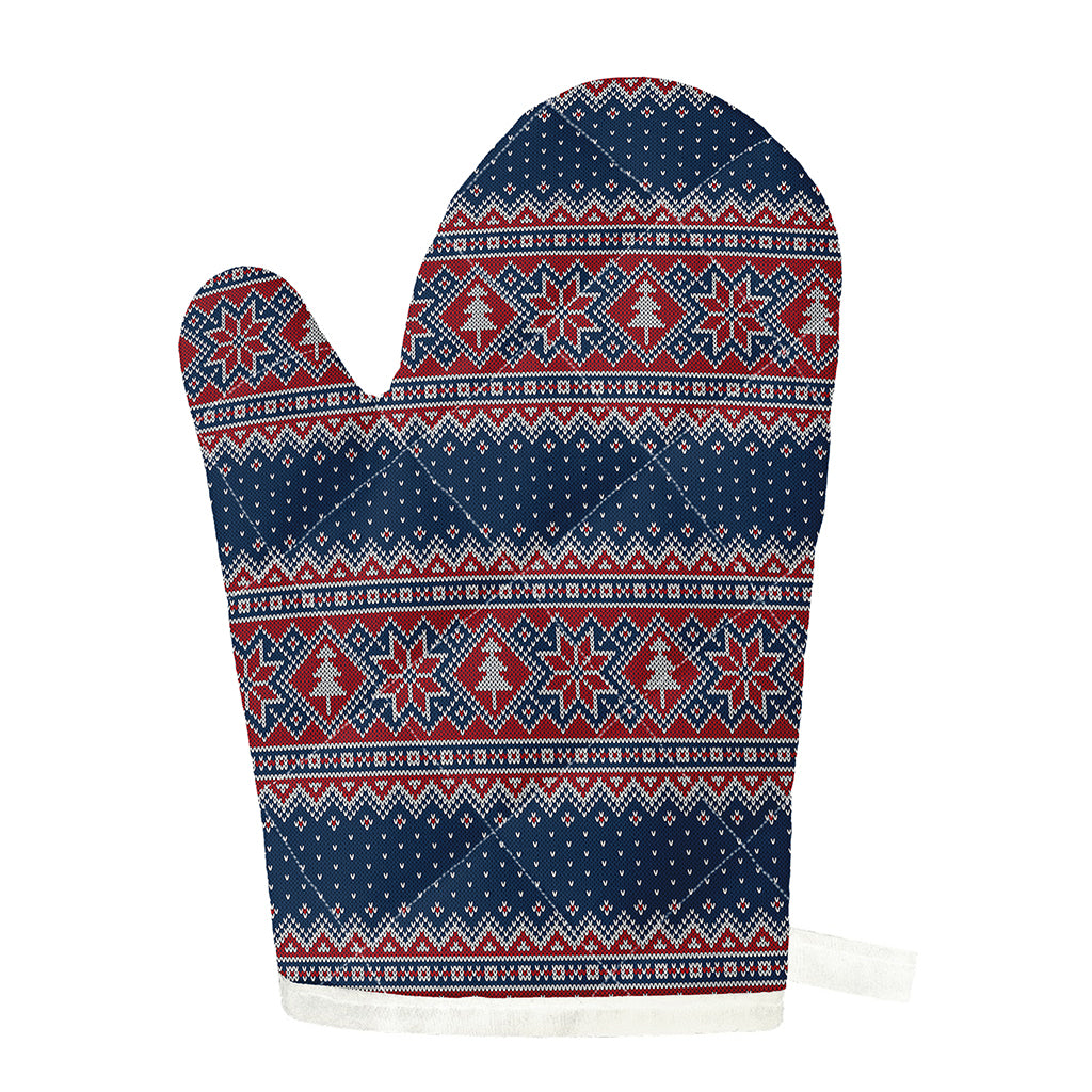 Winter Holiday Knitted Pattern Print Single Oven Mitt