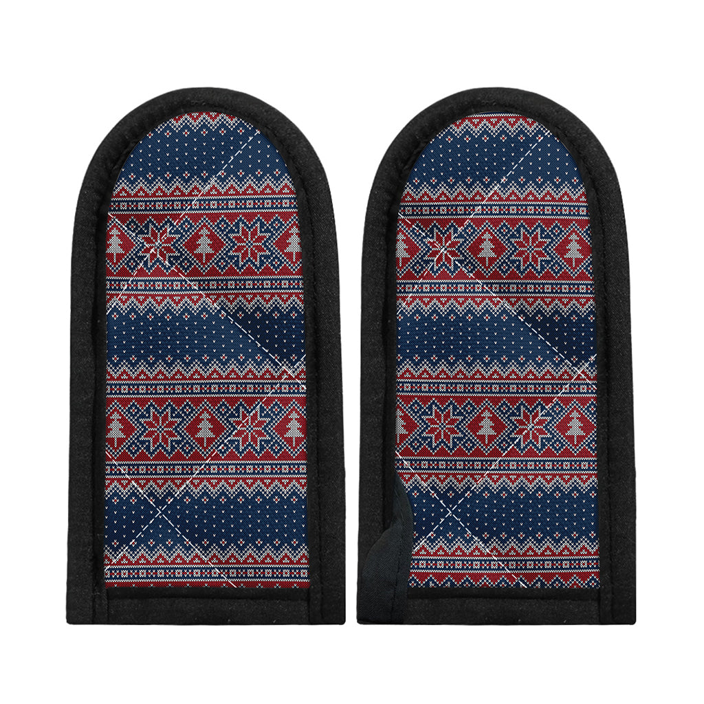 Winter Holiday Knitted Pattern Print Skillet Handle Cover