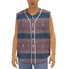 Winter Holiday Knitted Pattern Print Sleeveless Baseball Jersey