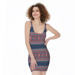 Winter Holiday Knitted Pattern Print Sleeveless Bodycon Dress