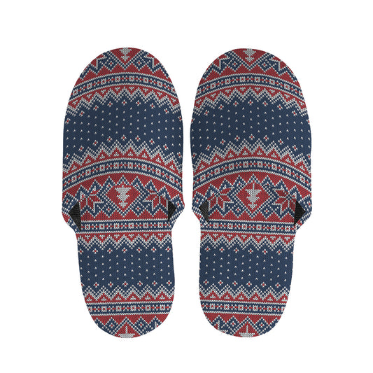Winter Holiday Knitted Pattern Print Slippers