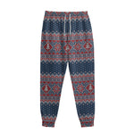 Winter Holiday Knitted Pattern Print Sweatpants