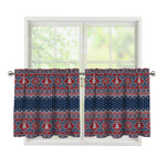 Winter Holiday Knitted Pattern Print Tier Curtains