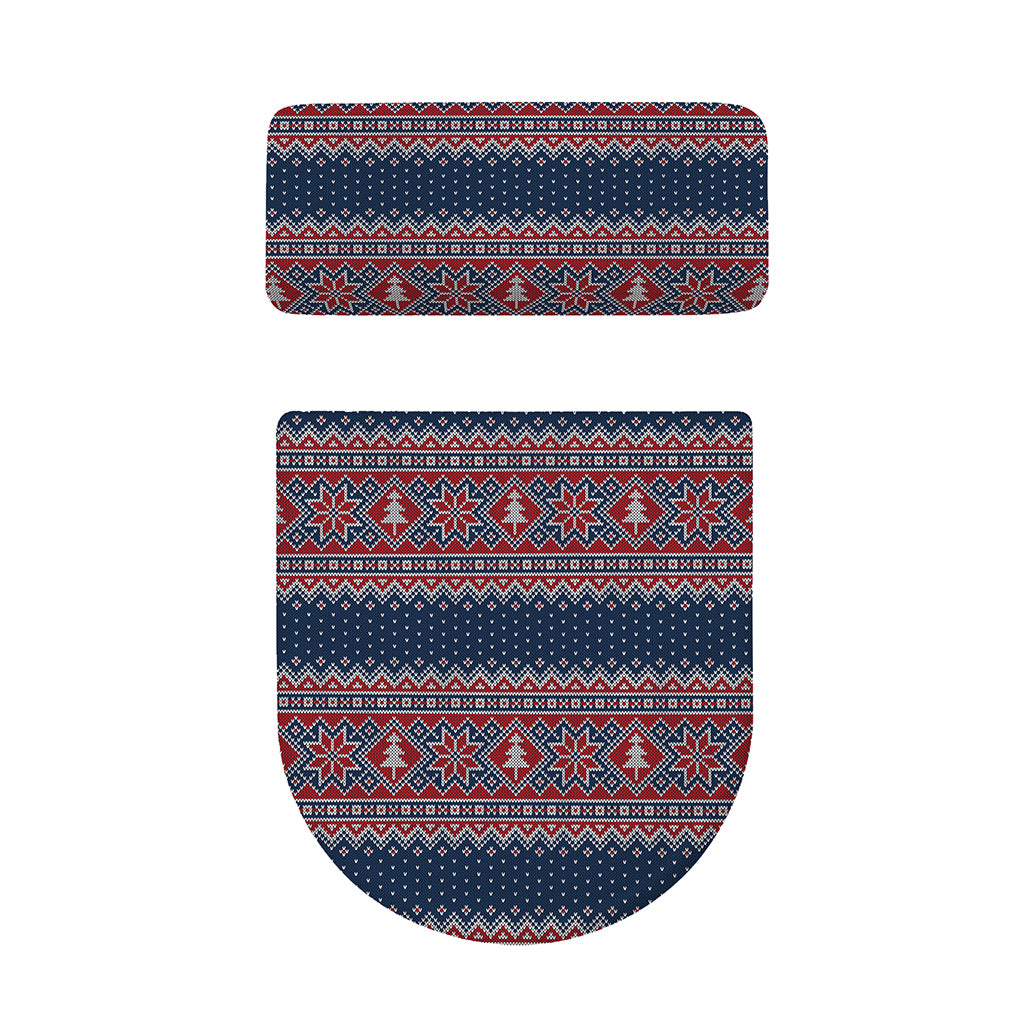 Winter Holiday Knitted Pattern Print Toilet Lid And Tank Cover Set