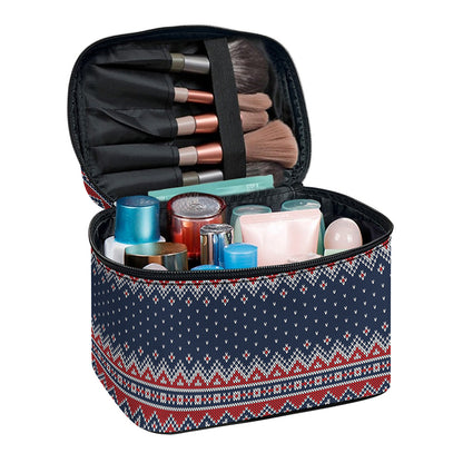 Winter Holiday Knitted Pattern Print Travel Makeup Bag