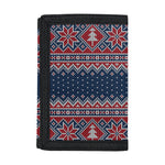 Winter Holiday Knitted Pattern Print Trifold Wallet