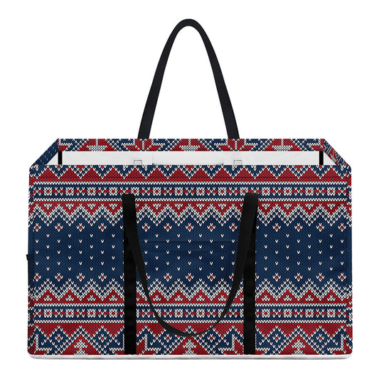 Winter Holiday Knitted Pattern Print Utility Tote Bag
