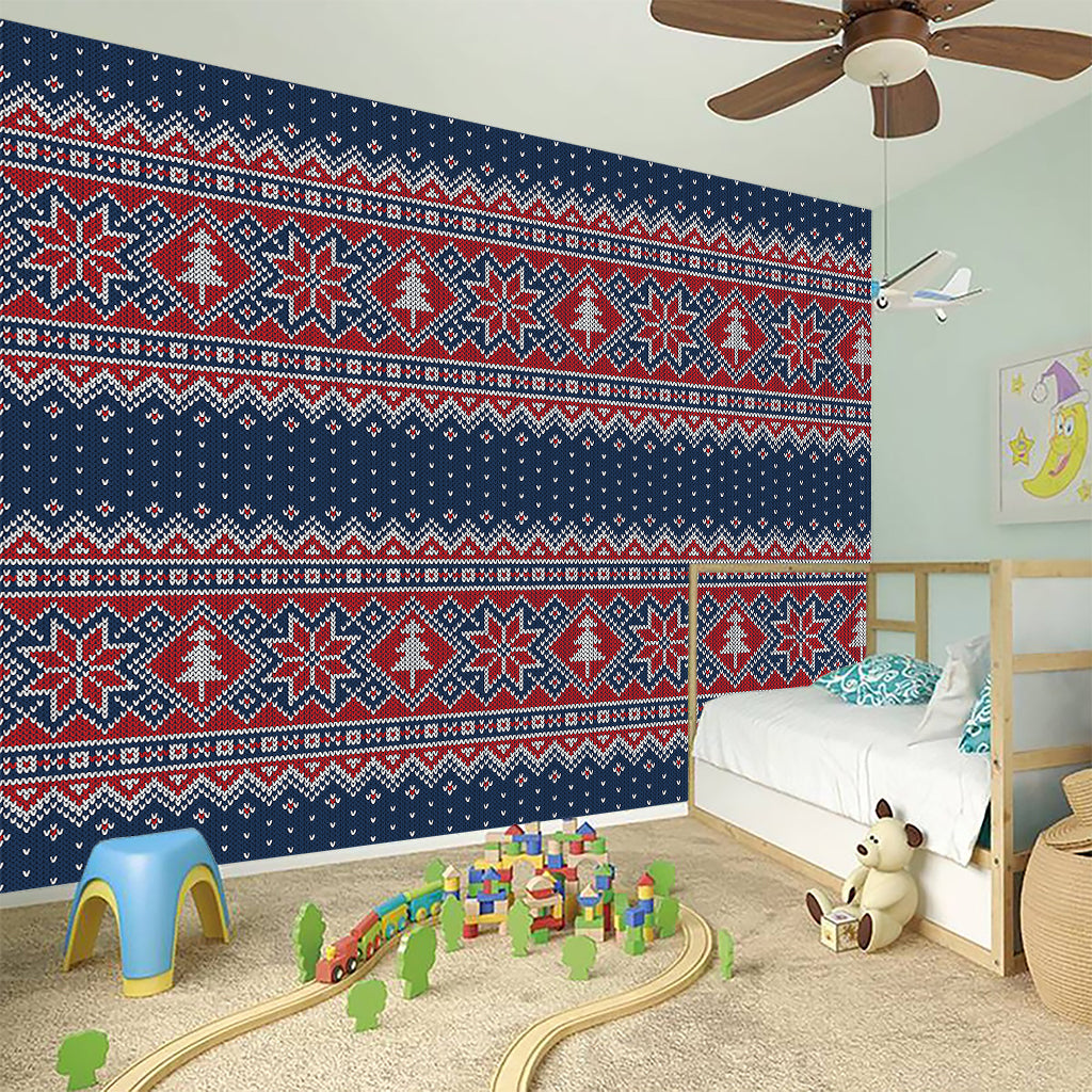 Winter Holiday Knitted Pattern Print Wall Sticker
