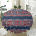 Winter Holiday Knitted Pattern Print Waterproof Round Tablecloth
