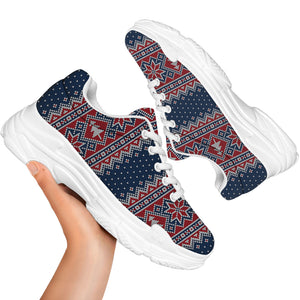 Winter Holiday Knitted Pattern Print White Chunky Shoes