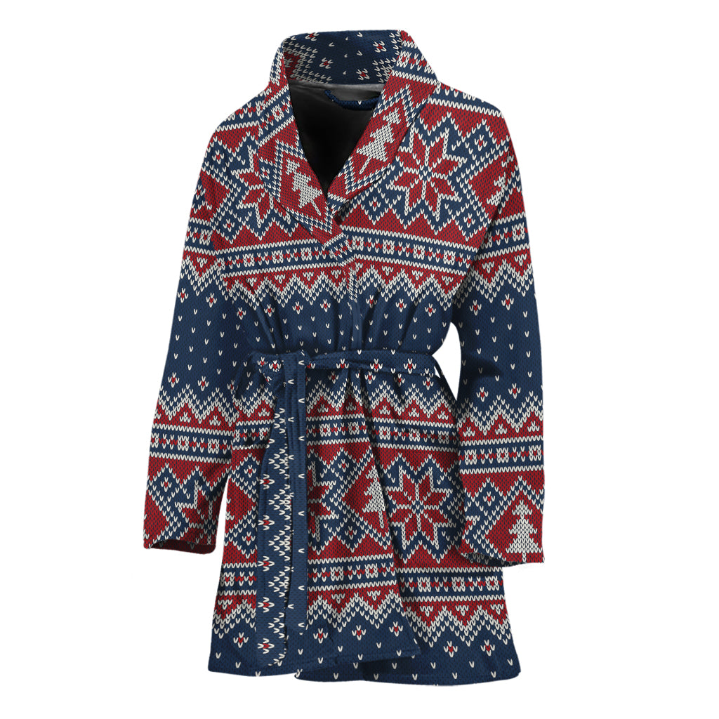Winter Holiday Knitted Pattern Print Women's Bathrobe
