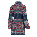 Winter Holiday Knitted Pattern Print Women's Bathrobe