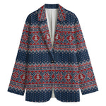 Winter Holiday Knitted Pattern Print Women's Blazer