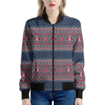 Winter Holiday Knitted Pattern Print Women's Bomber Jacket